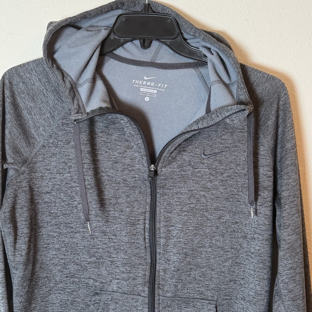 Nike Therma-Fit Full Zip Hoodie Jacket Men's Large Gray Athletic Sweatshirt L
